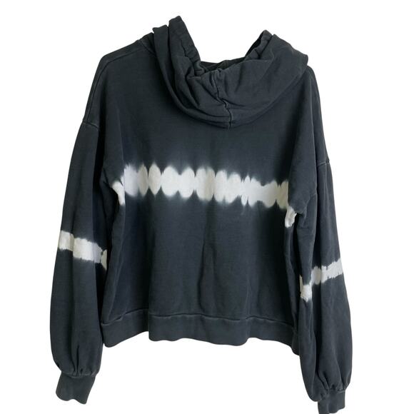 All Saints Rihan Hoody Womens Medium Black Tie Dye Faded Washed Pullover Crop * - Picture 2 of 10